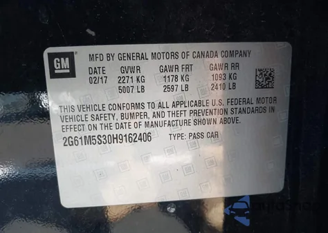 2017 Cadillac Xts Luxury из США, поврежденный, VIN 2G61M5S30H9162406